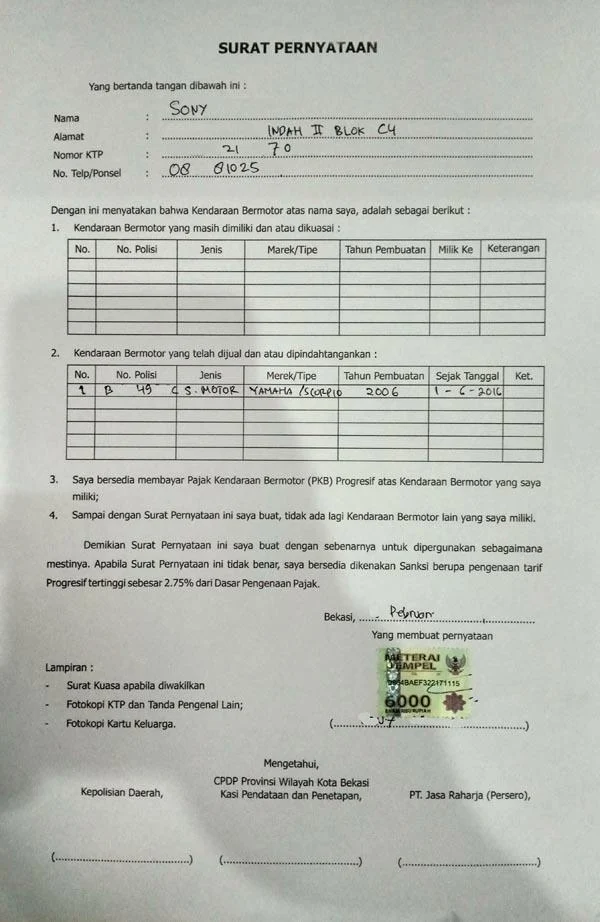 Blokir STNK: Pengertian, Penyebab, dan Contoh Surat Pernyataan Blokir STNK yang Wajib Diketahui