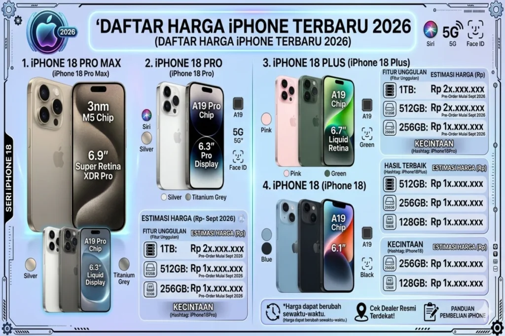 Daftar Harga iPhone Juli 2026: Update Terbaru Seri iPhone 17, 16, dan 15