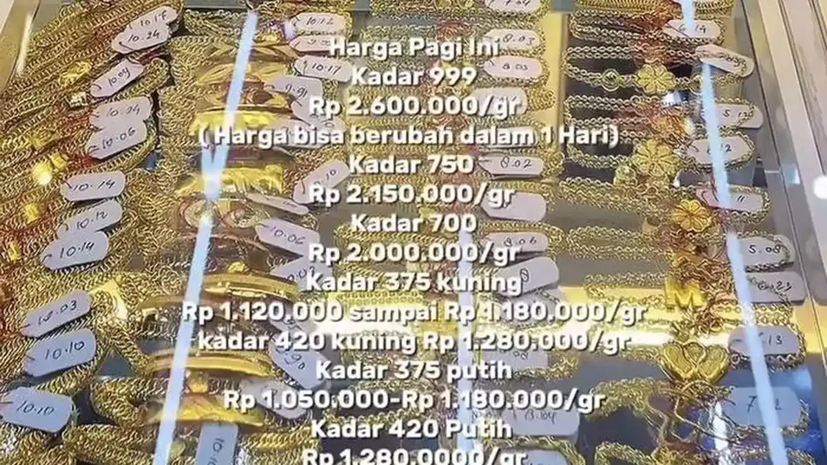 Harga Emas Perhiasan 16 Juli 2026: Stabil di Martapura, Turun di Takengon, Antam Melemah