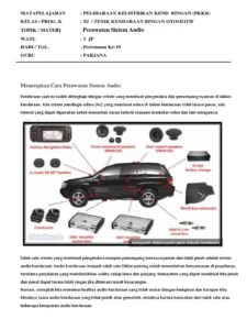 Kendaraan Bermotor Cek Sistem Audio