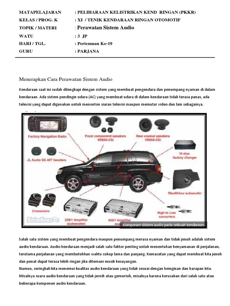 Kendaraan Bermotor Cek Sistem Audio